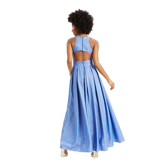 MORGAN & CO Womens Blue Sleeveless Maxi Fit + Flare Prom Dress Size: 1 - Picture 2 of 4